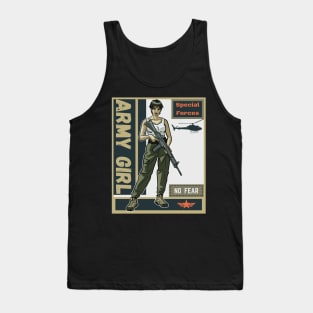 Black Anime Army Girl Tank Top